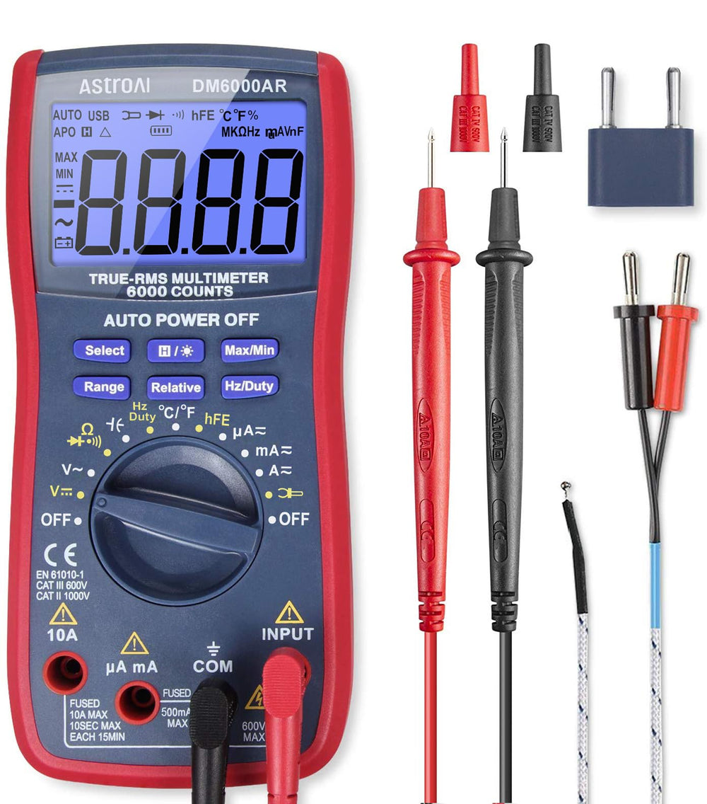 AstroAI Digital Multimeter display reading shows precise measurements for quick diagnostics
