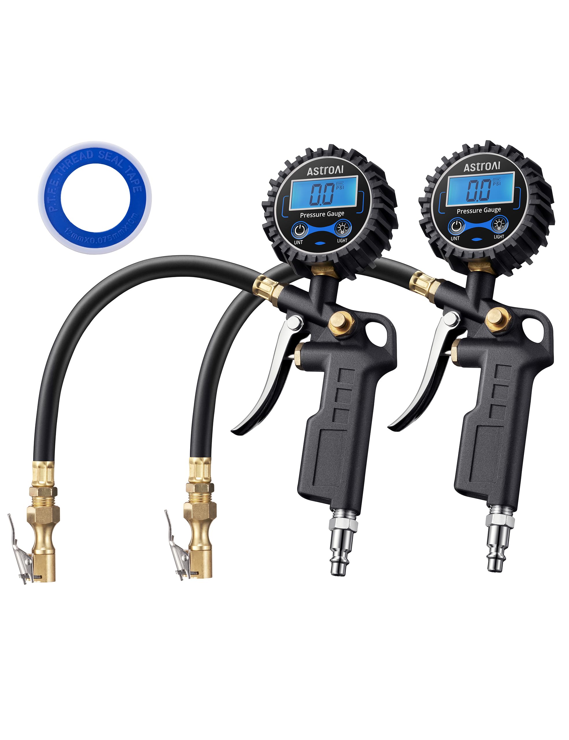 AstroAI digital tire gauge display shows precise PSI for safe inflation.