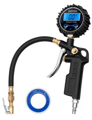 AstroAI digital tire gauge display with inflator for precise readings and inflation.