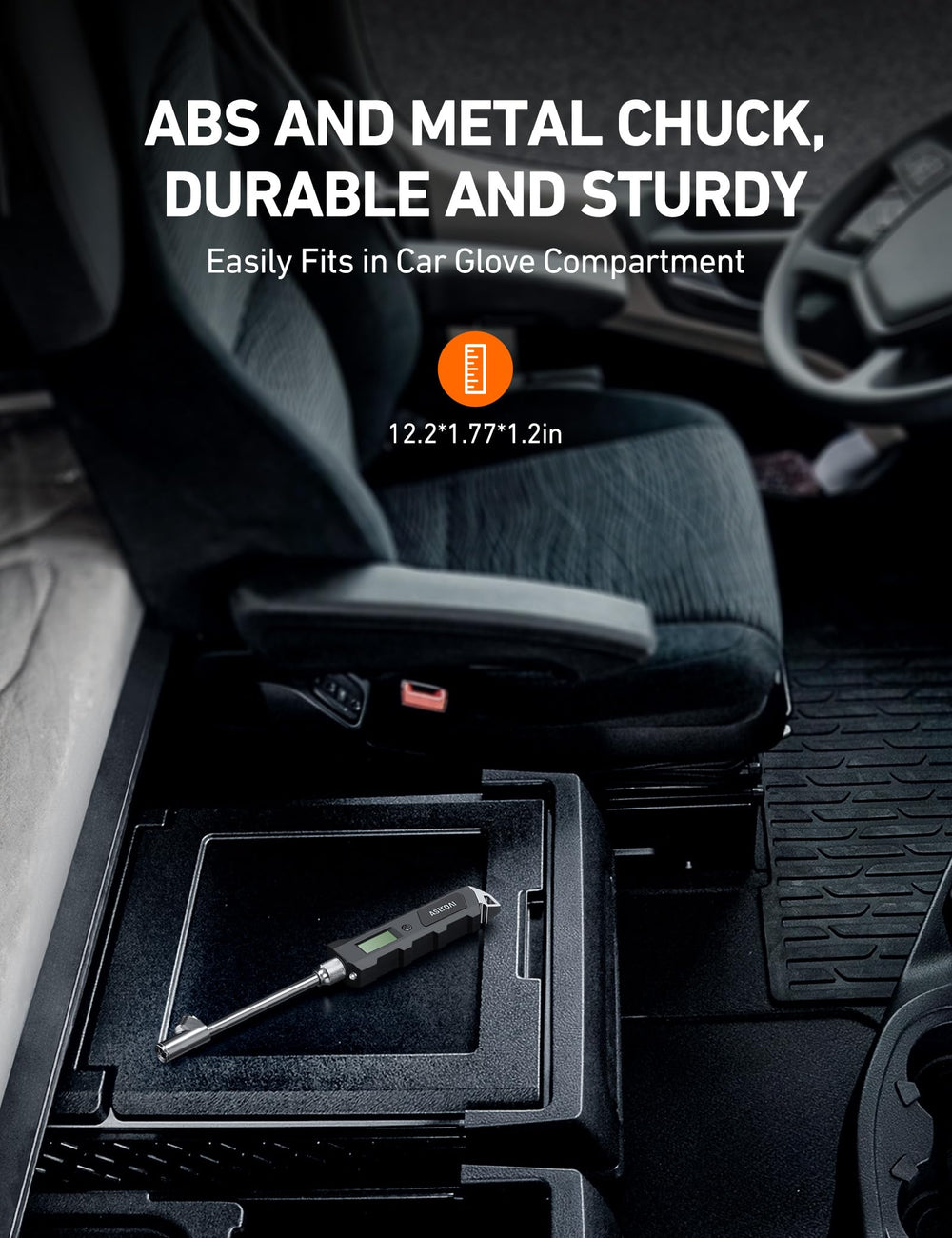 AstroAI ergonomic, non-slip grip for comfortable tire checks