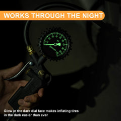 AstroAI glow-dial gauge reads clearly in low light for nighttime checks.