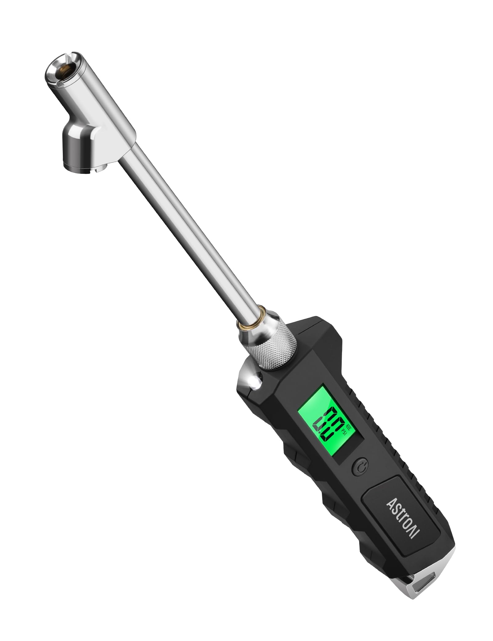 AstroAI heavy-duty tire pressure gauge with backlit LCD for clear readings