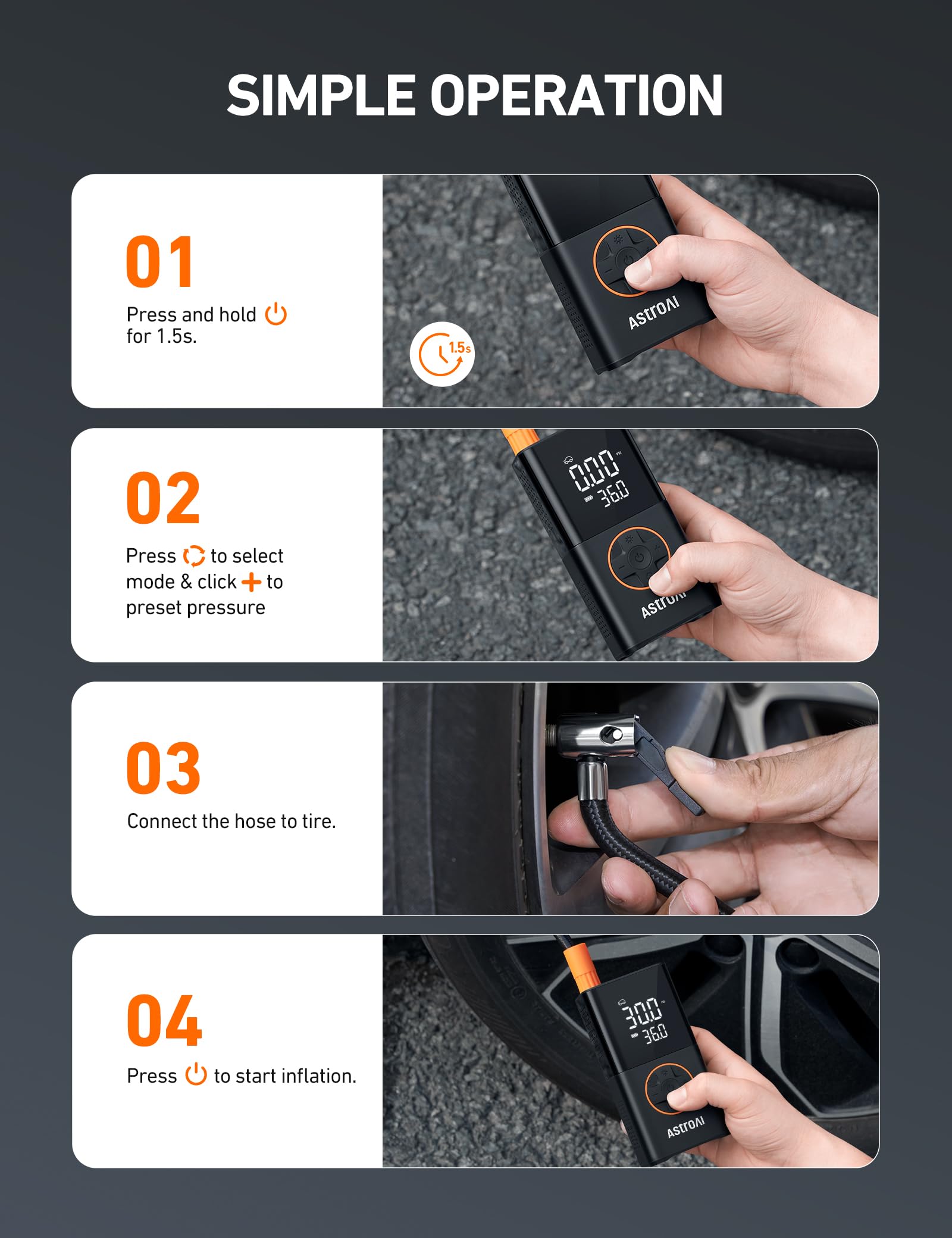 AstroAI L7 back panel ports showing USB-C and power inputs, multi-function charging