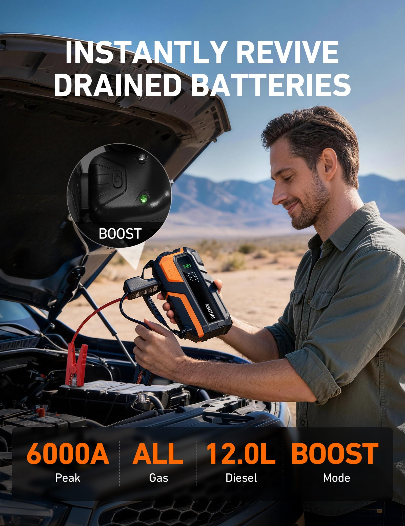 AstroAI M10 bright LED screen and controls for clear pressure monitoring