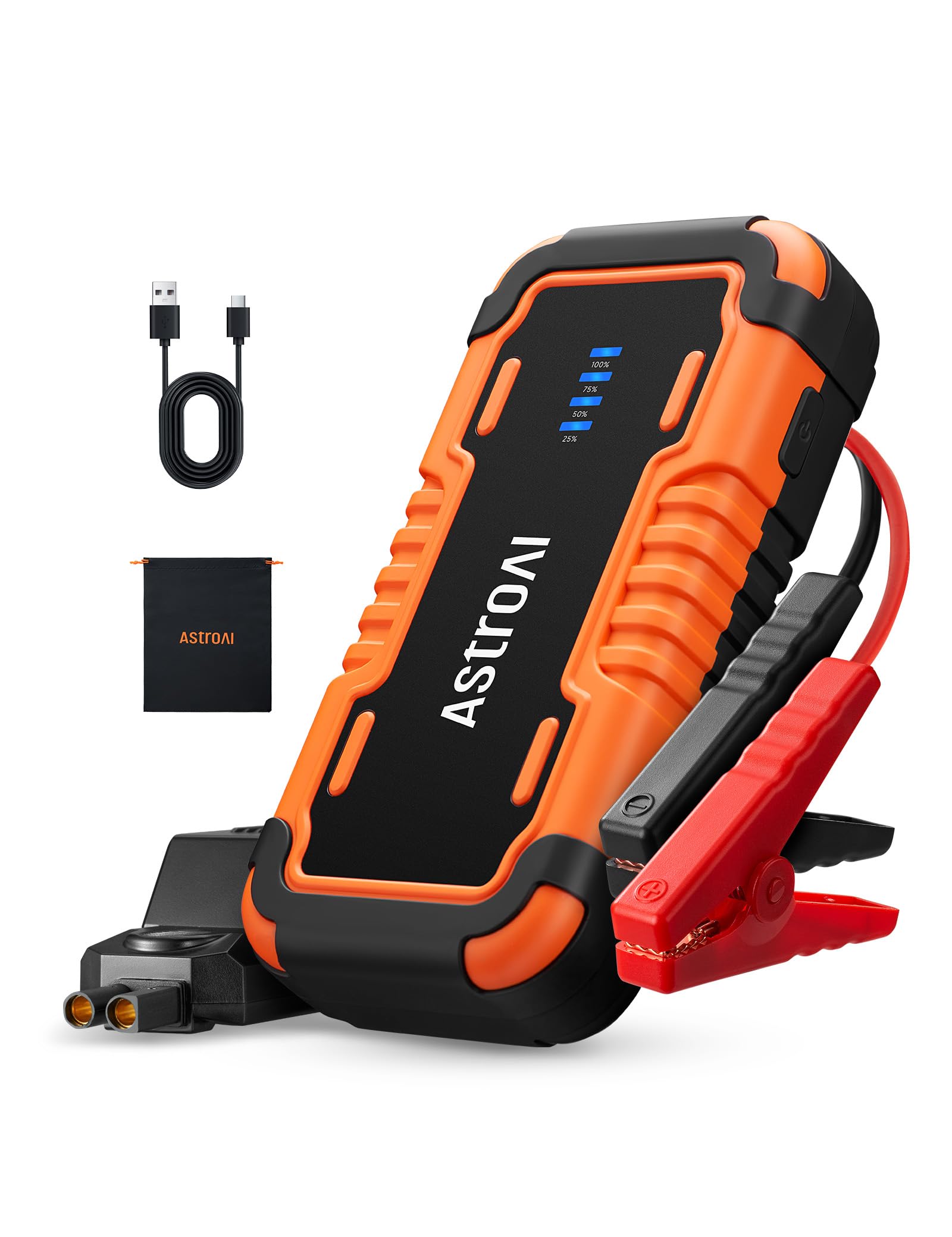 AstroAI P10 front view, compact jump starter for quick engine boosts