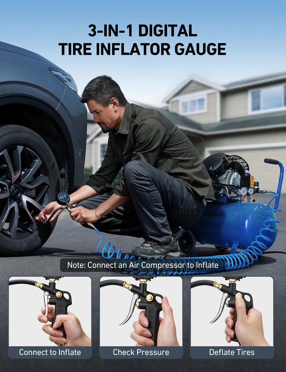 AstroAI 3-250 PSI range covers most vehicles and setups.