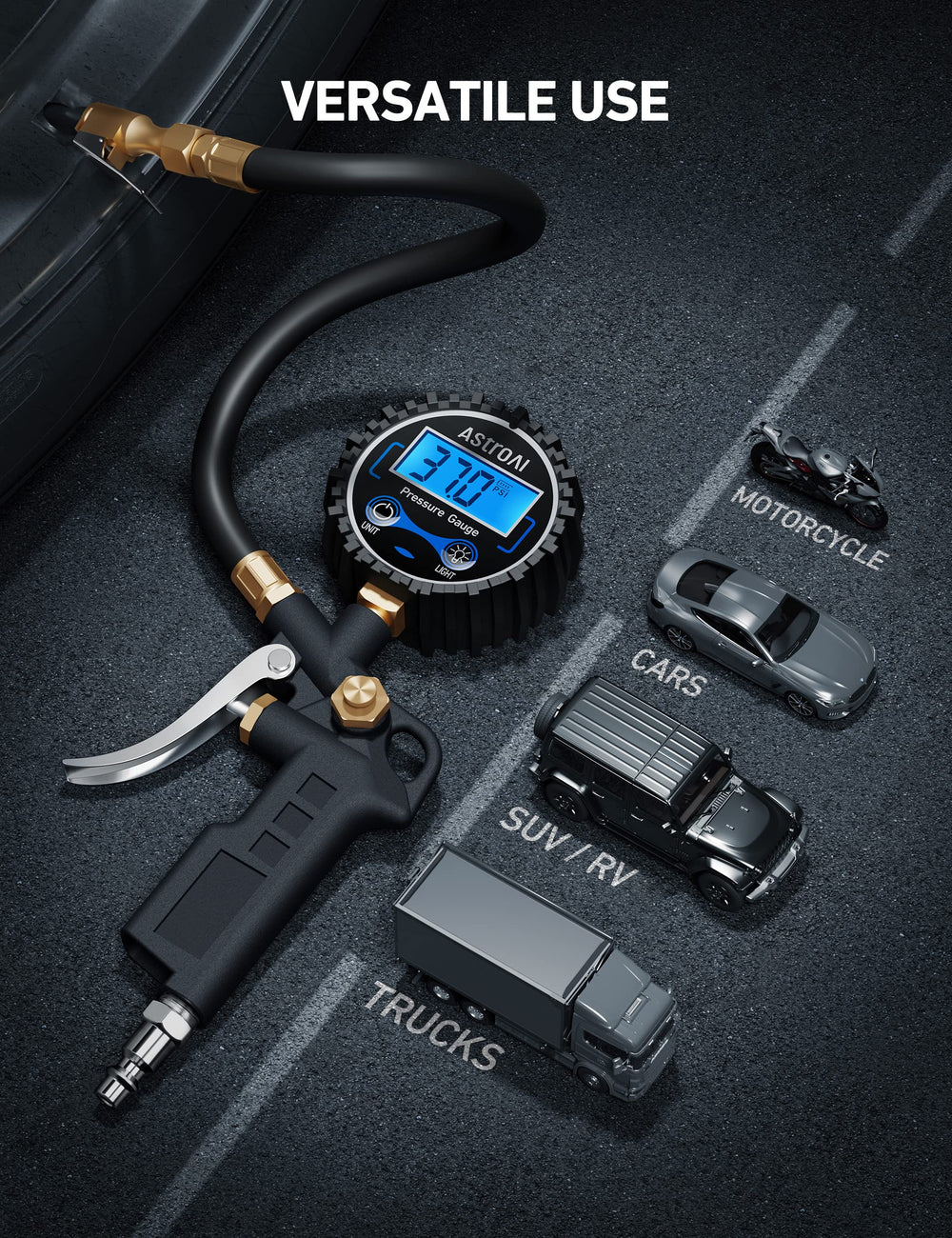 Compact AstroAI kit for cars, trucks, motorcycles, and RVs on the road.