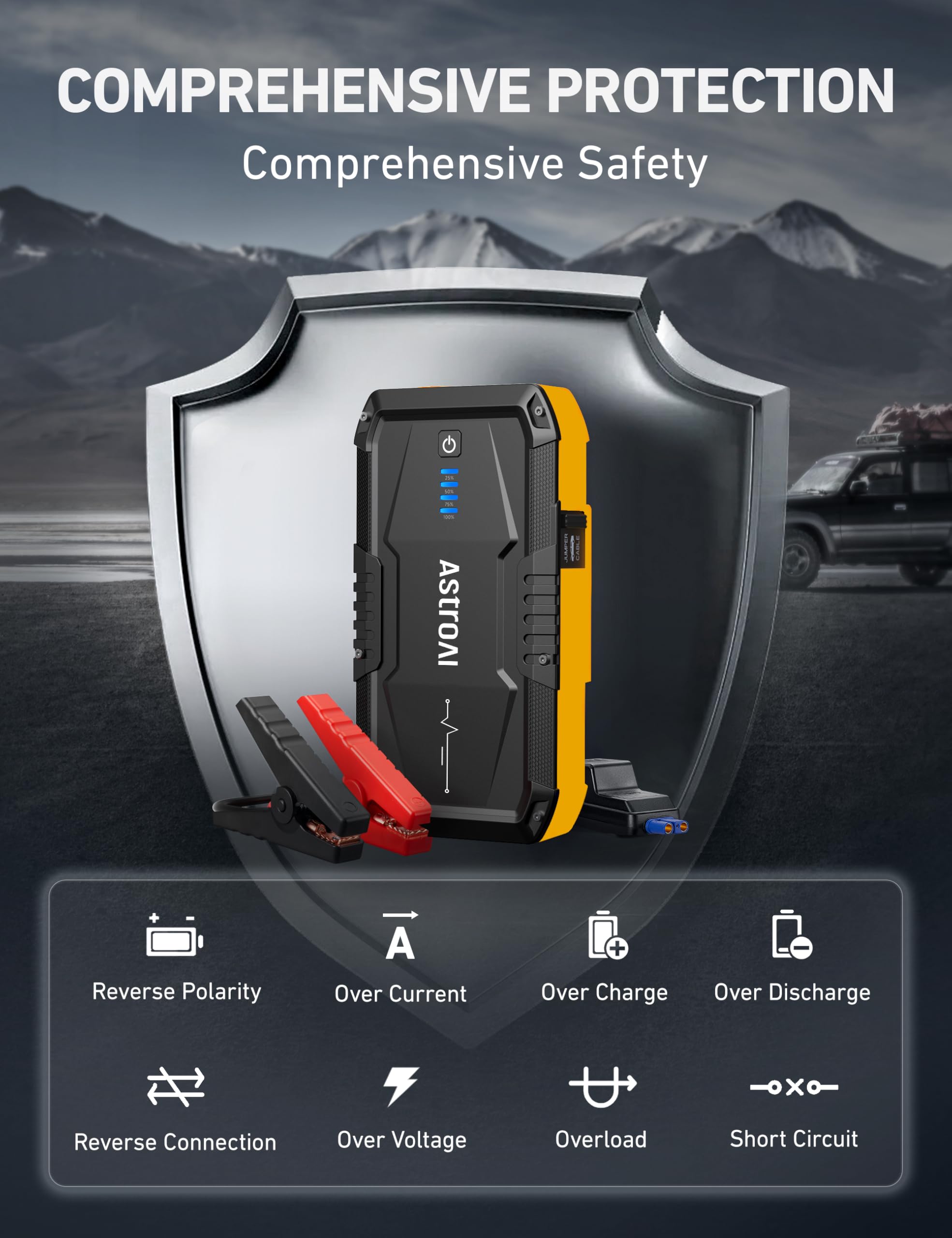 AstroAI S8 rugged metal clamps protect against heat and wear.