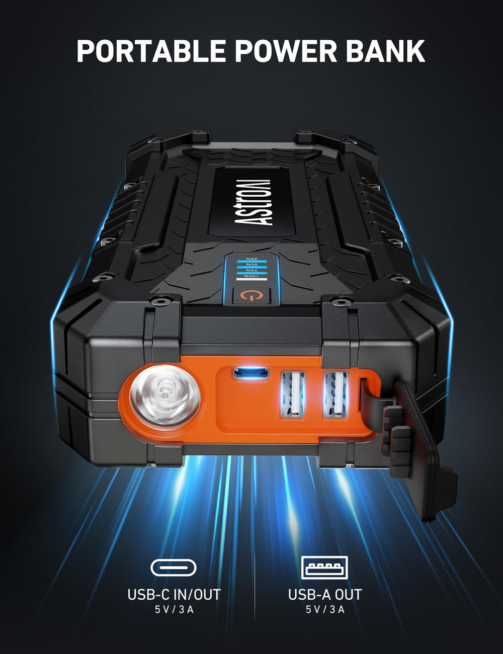 AstroAI S8 Ultra in use jump starting a vehicle quickly and safely