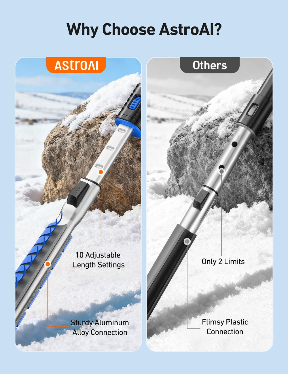 AstroAI soft silicone squeegee protects glass while wiping moisture