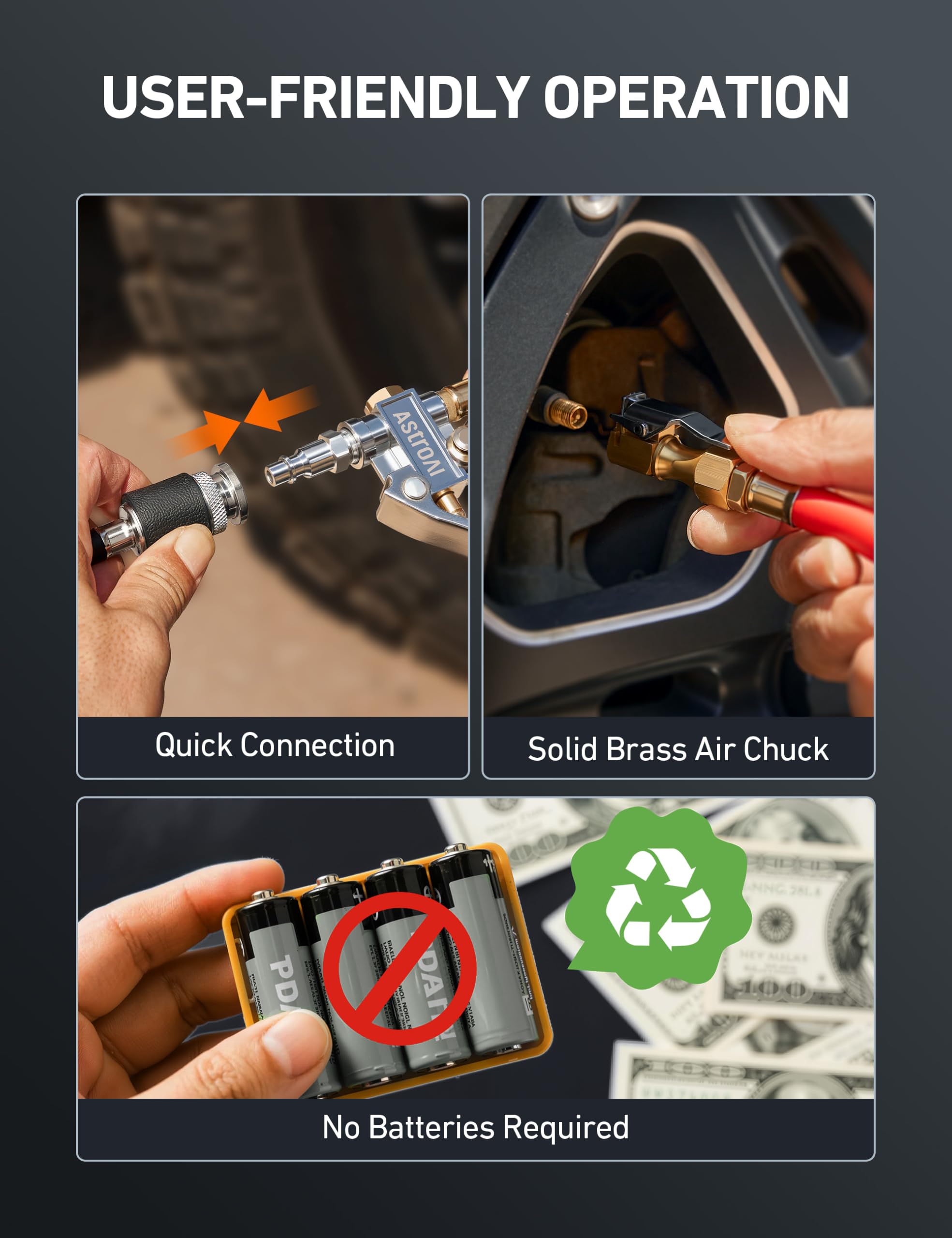 AstroAI T3 accessory pack includes valve cores and nozzles for maintenance.
