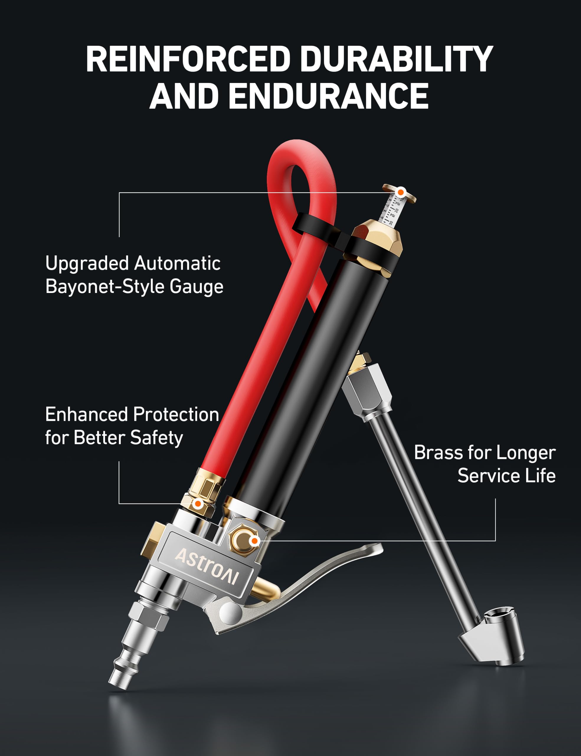 AstroAI T3 dual-head chuck reaches tight spaces for easy tire checks.