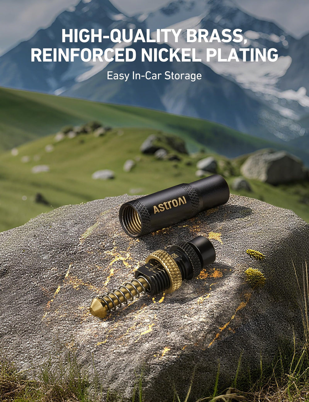 AstroAI tire deflator brass construction ensures durable airtight seal.