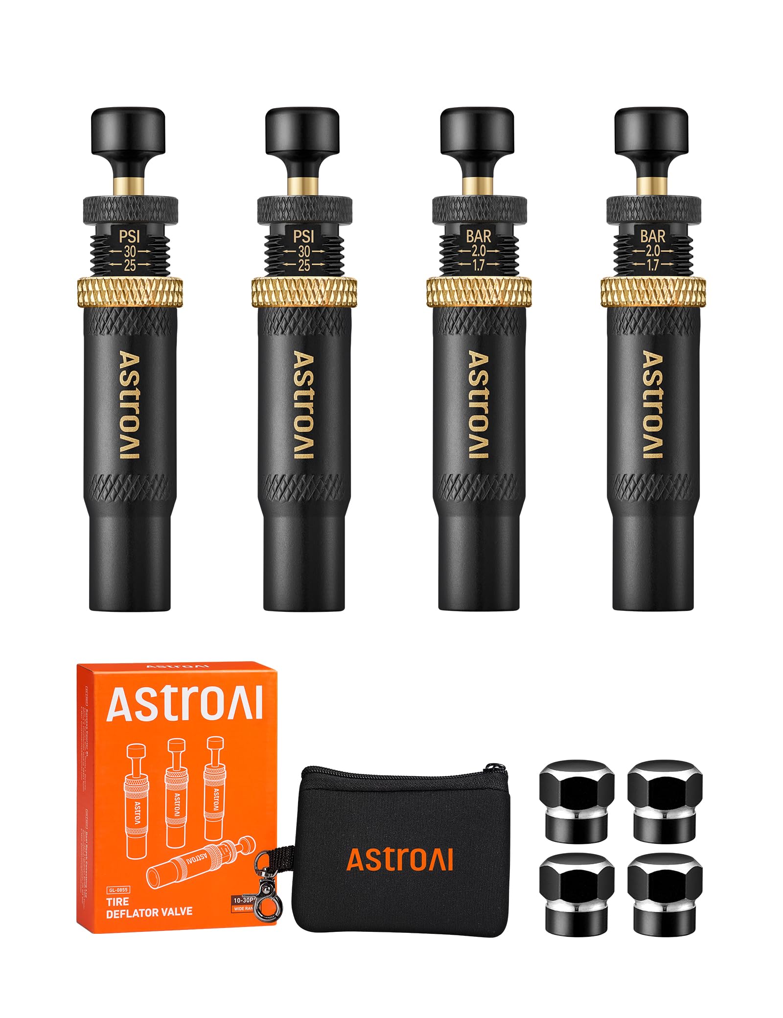 AstroAI tire deflator kit front view for off-road setup.