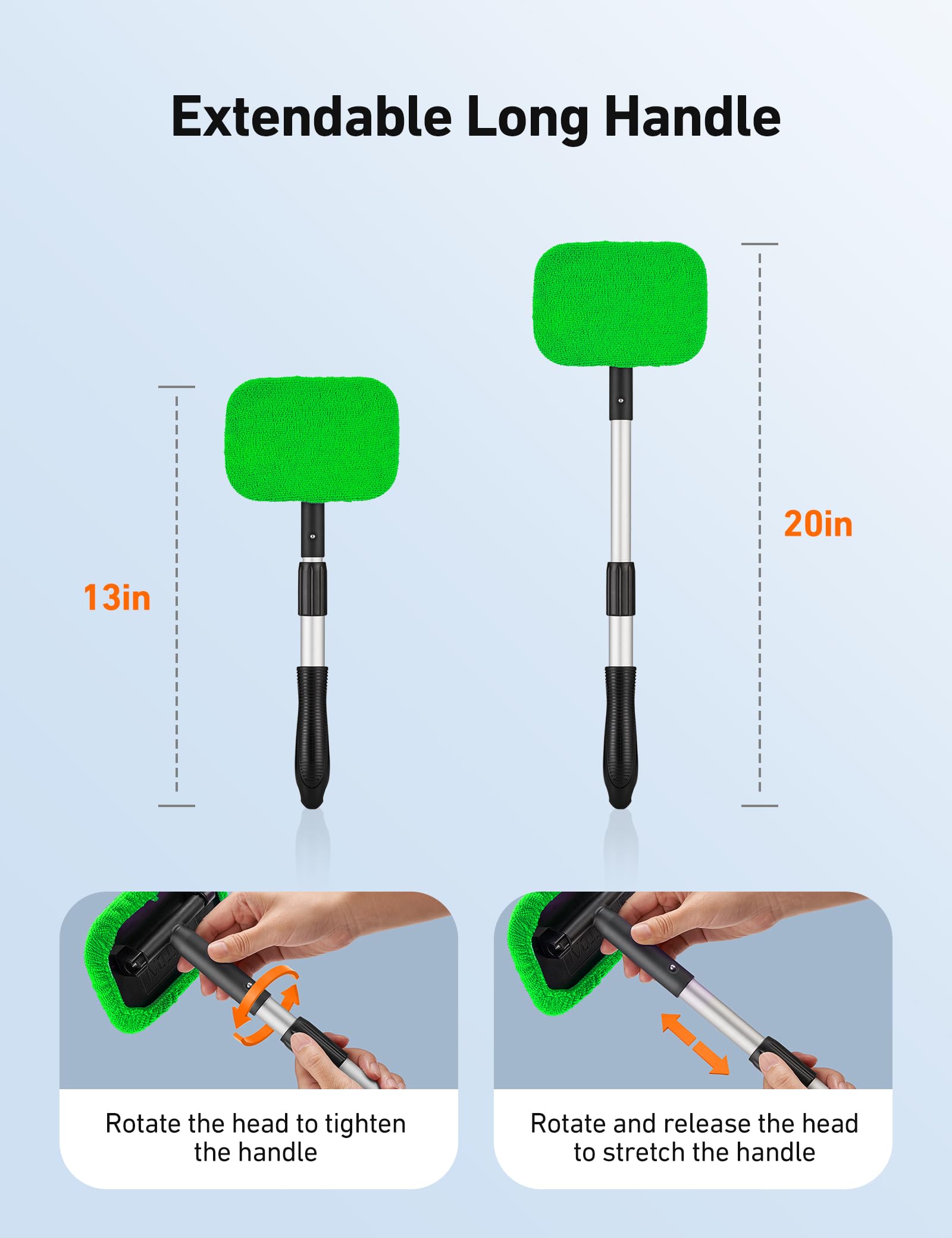 AstroAI windshield cleaner tool with microfiber pads for absorbent, streak-free cleaning.