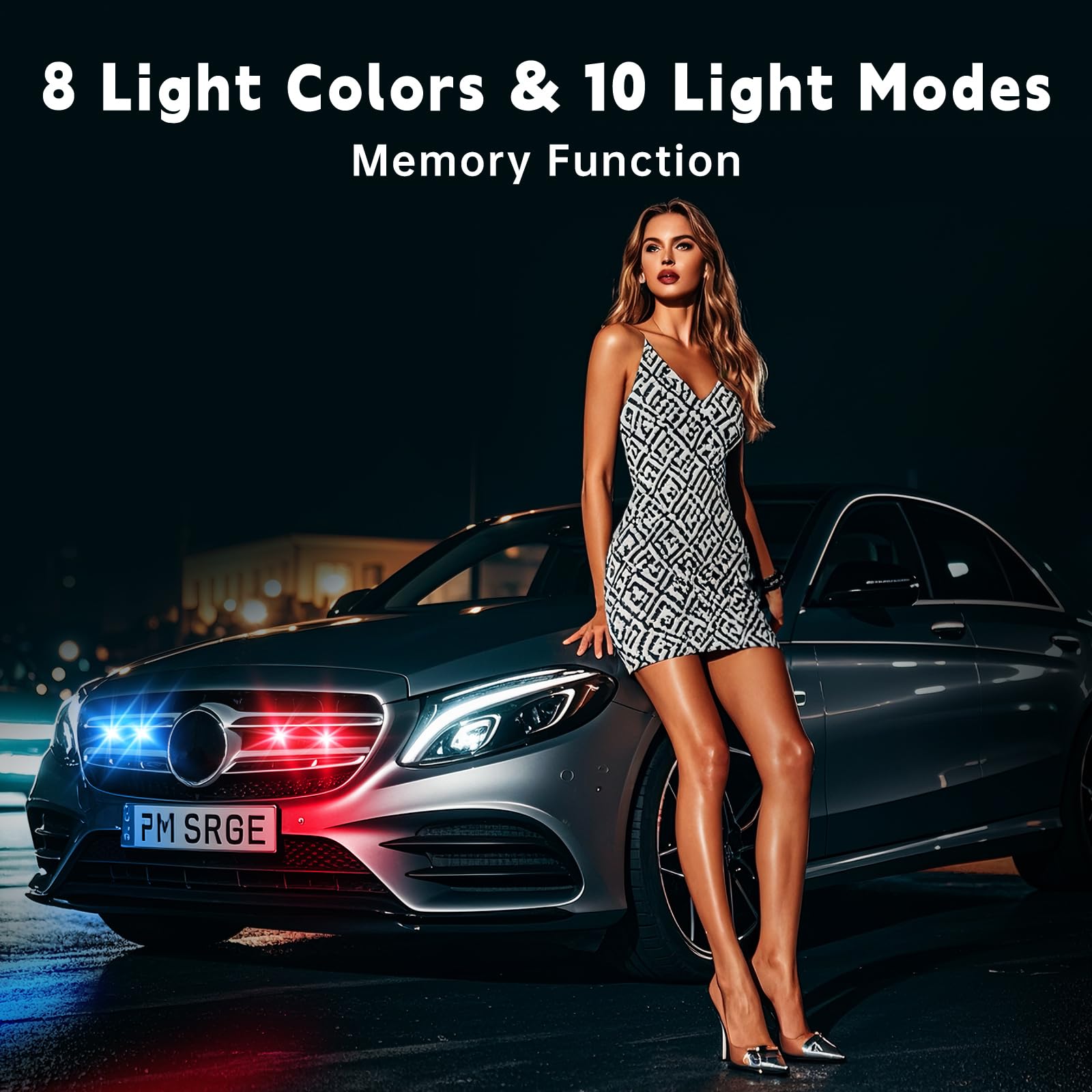 Asunder LED strobe lights in 8 colors boost visibility on motorcycle