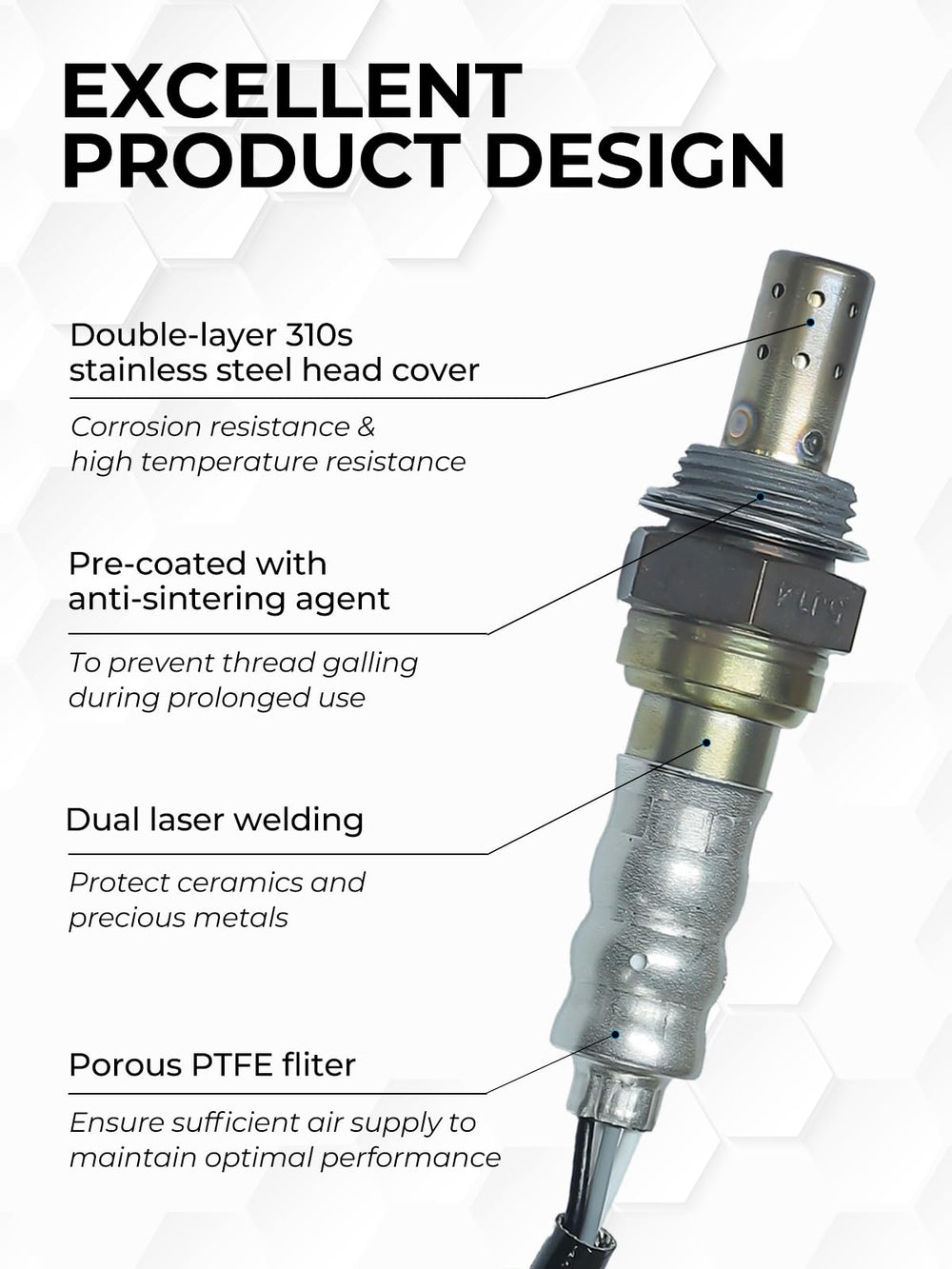 ATBIZZLE O2 sensor 234-4380 ceramic-core for precise oxygen detection.