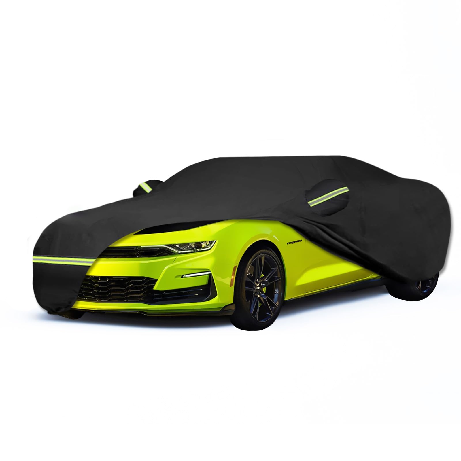 ATBKJ Camaro cover front view provides full-body protection from rain and sun.