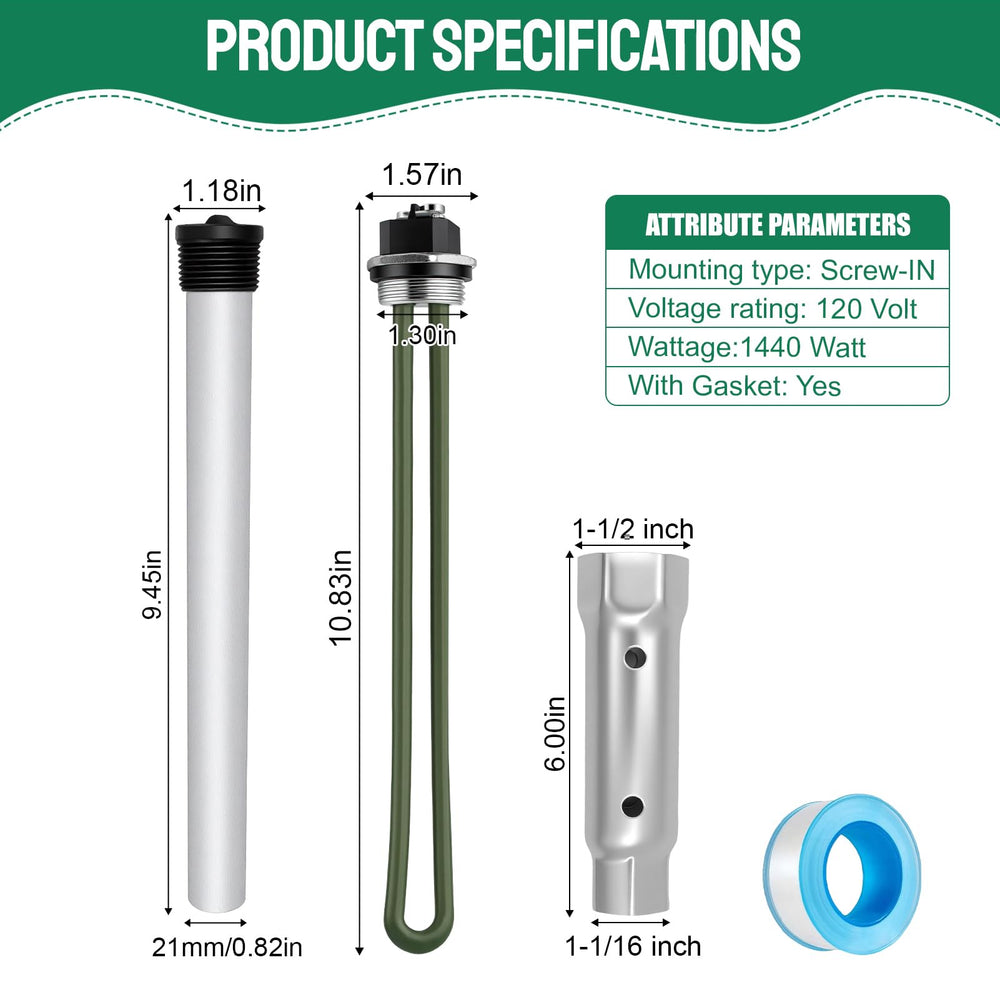 Dual-ended wrench socket used for element and anode servicing