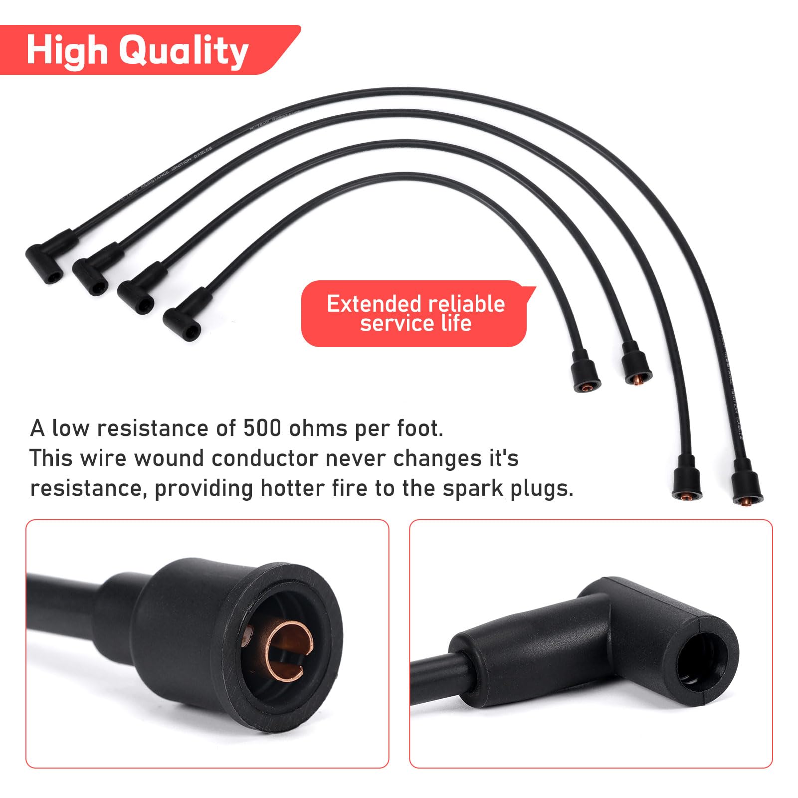 4-cylinder Ford tractor spark plug wire set for easy installation