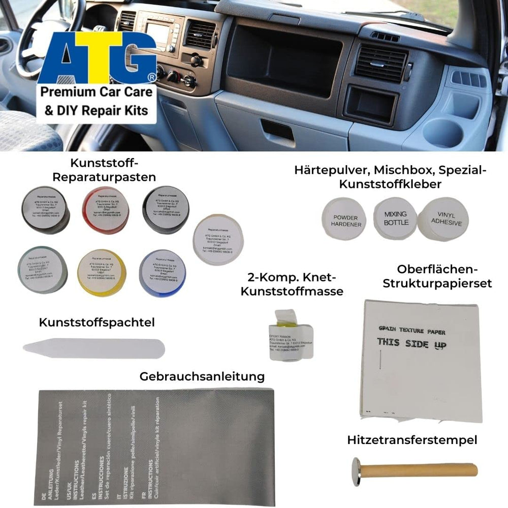 ATG dashboard repair kit flexible leather dash finish stays soft after drying.