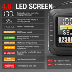 ATGFOX CS02-8250A 4.7 inch LCD display shows voltage and tire pressure