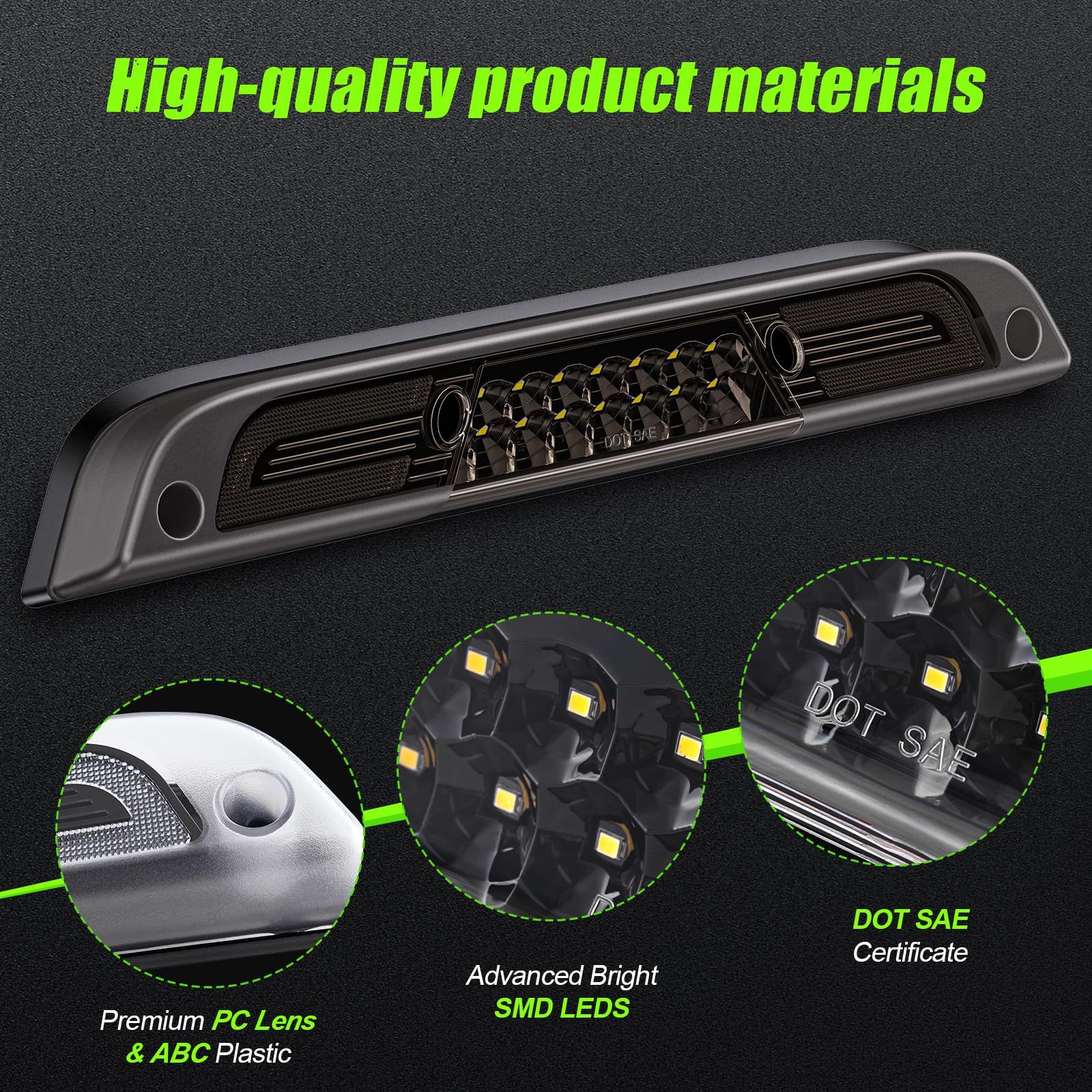 ATLEDLT LED third brake light with ABS shell and PC cover for premium durability