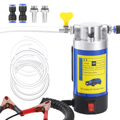 ATLIKE 12V oil extractor with dipstick connection enables clean at-home oil changes.