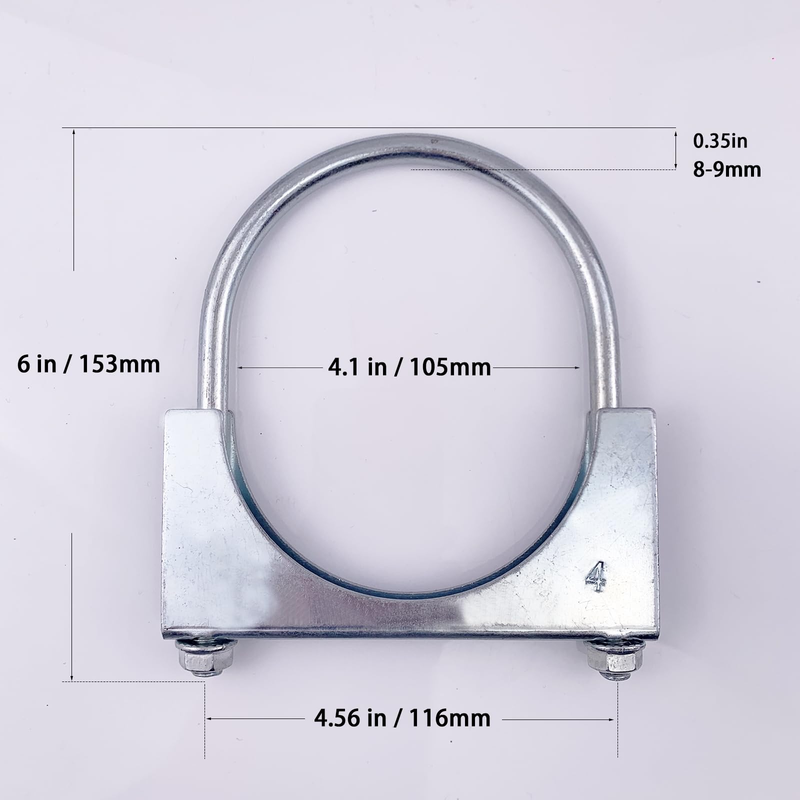 Atokrtact 4-inch heavy-duty exhaust U-bolt clamp front view showing robust construction