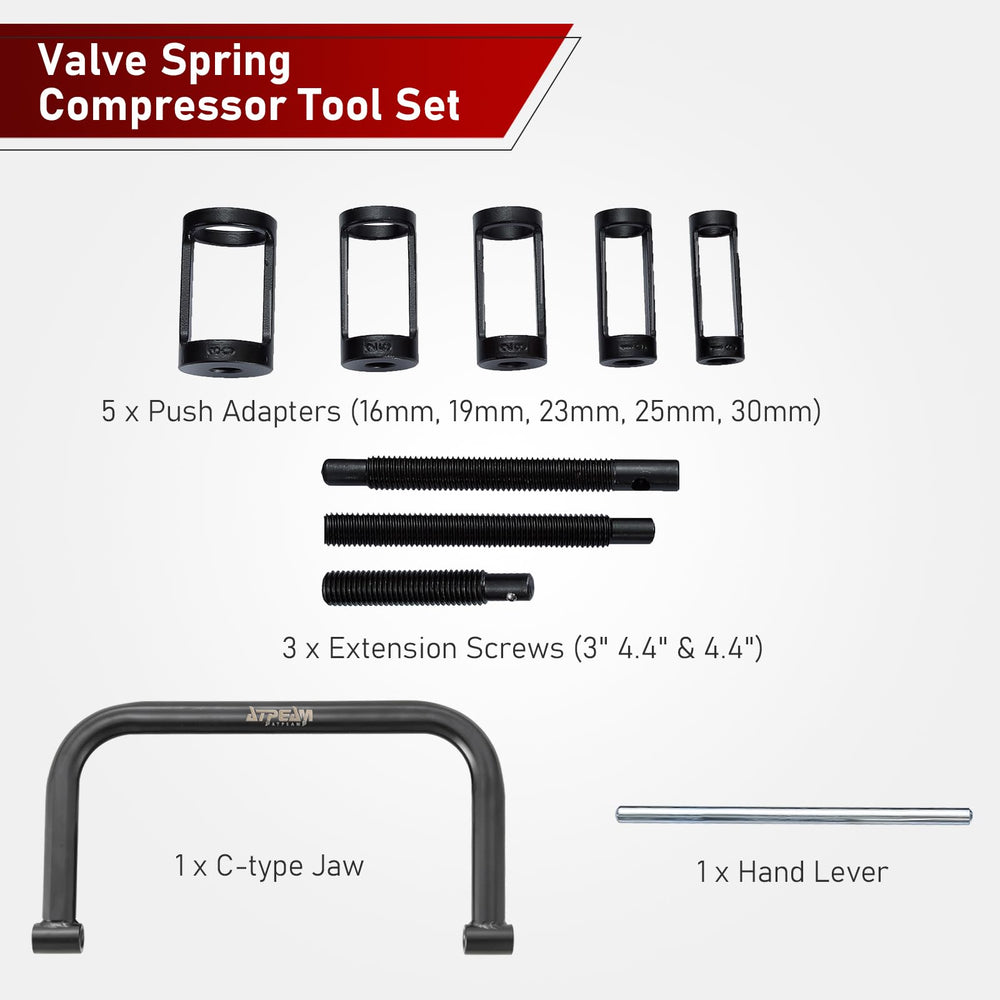 ATP Solid Valve Spring Compressor C Clamp jaw close-up emphasizes precise alignment and slip resistance.