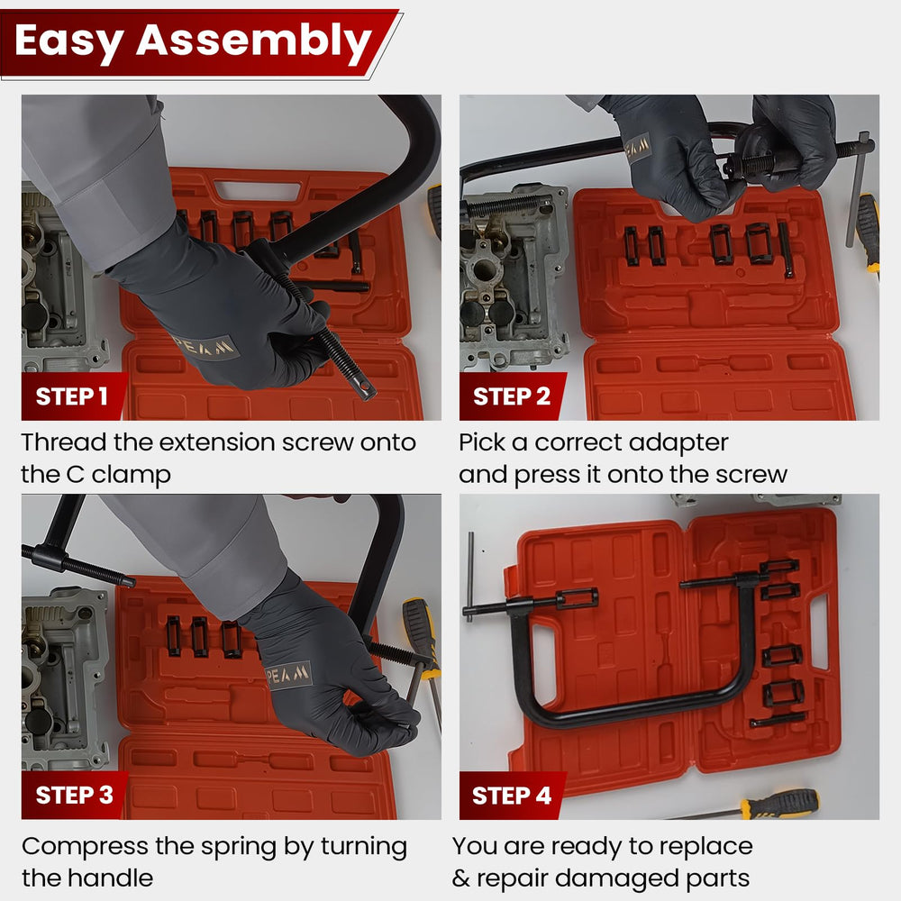 ATPEAM C-clamp jaw close-up with heat-treated steel for sturdy performance.
