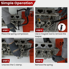 ATPEAM valve removal and installation tool in use on a cylinder head.