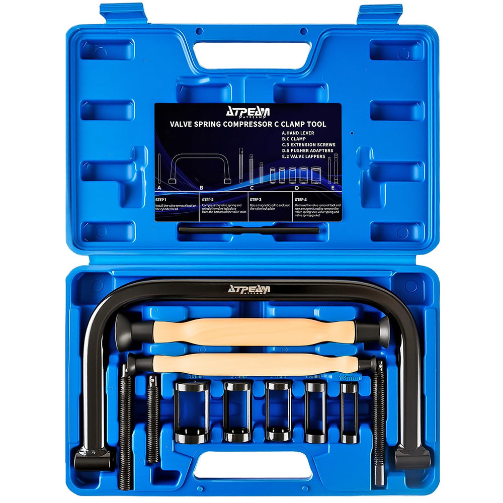 ATPEAM valve spring compressor with C-clamp for quick, smooth valve work