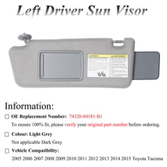 ATPSTOGO left driver visor assembly with built-in mirror for vanity use