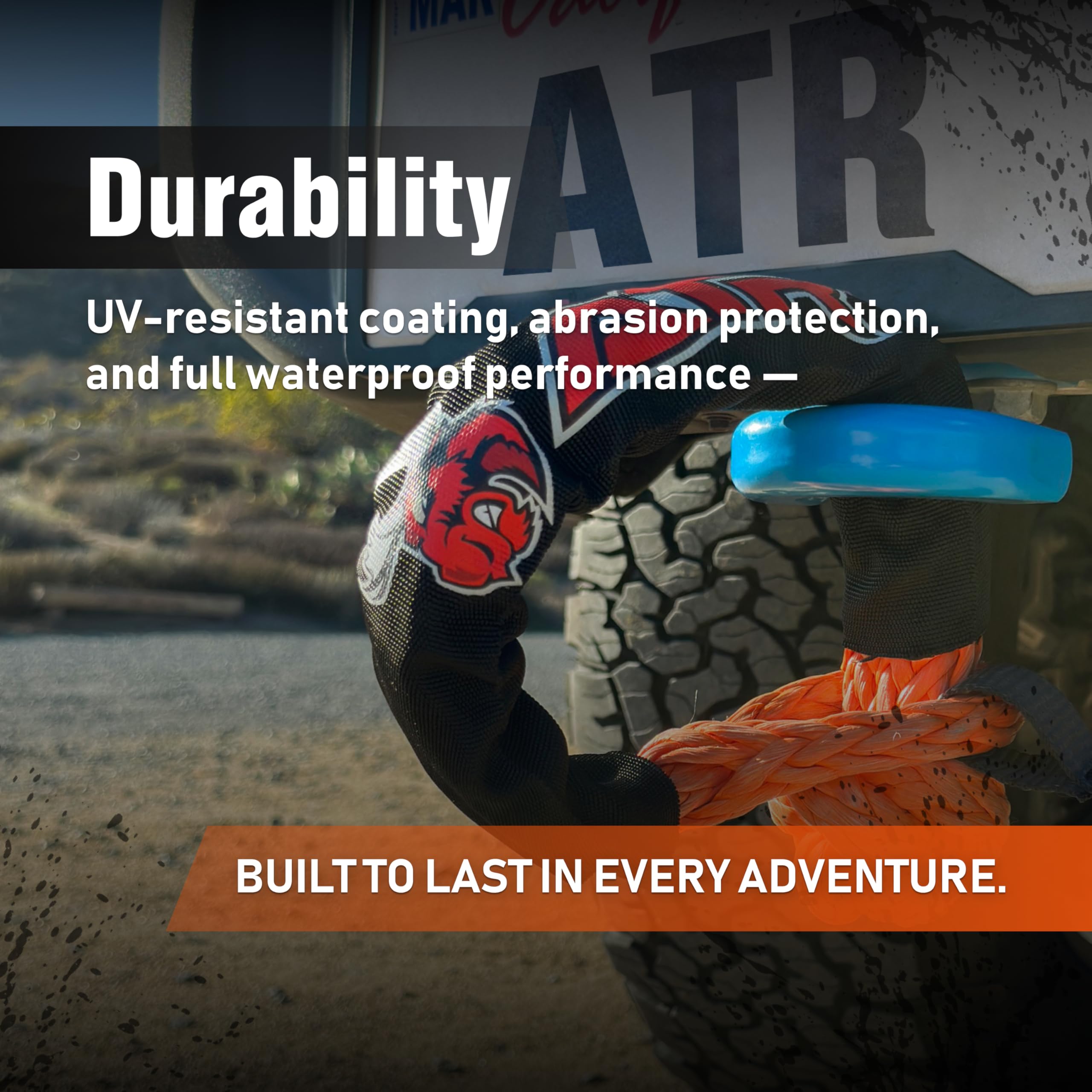 ATR Soft Shackle suited for Jeep, truck, ATV, and UTV recoveries.
