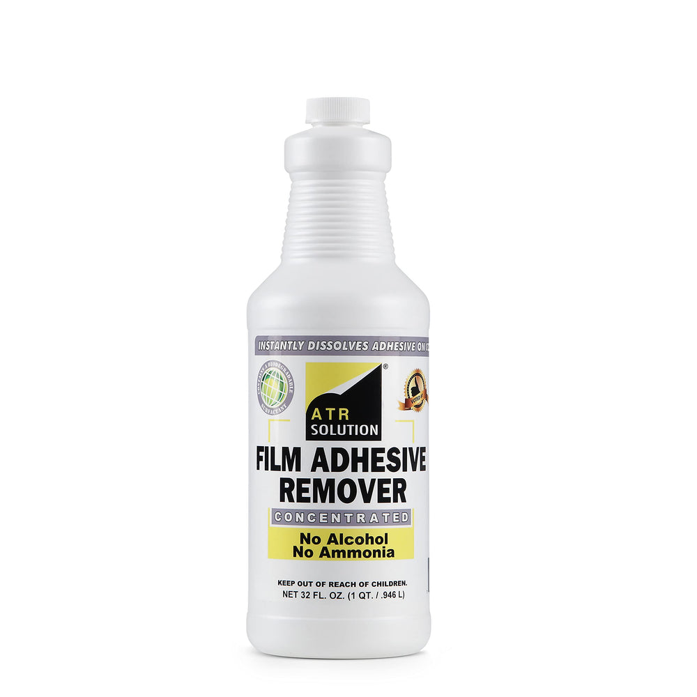ATR Solution adhesive remover bottle for residual film adhesive cleanup after tint removal