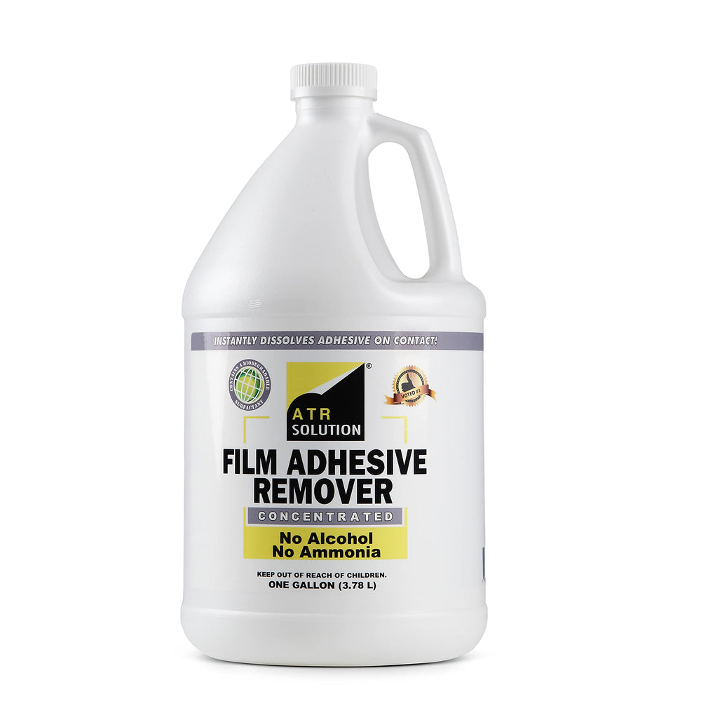 ATR Solution Concentrated Adhesive Remover bottle for safe adhesive cleanup after film removal