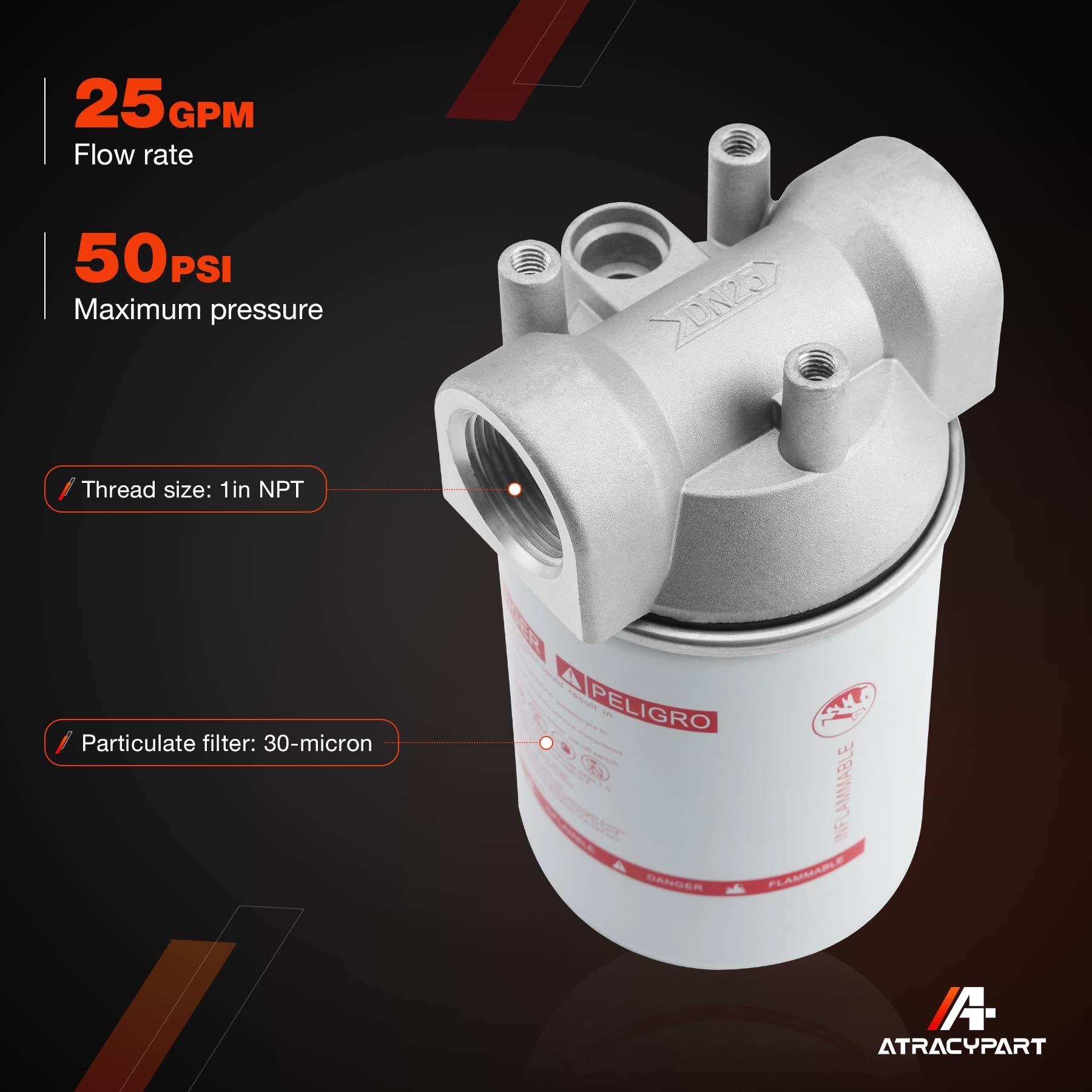 ATRACYPART 30-micron particulate filter removes rust and dirt
