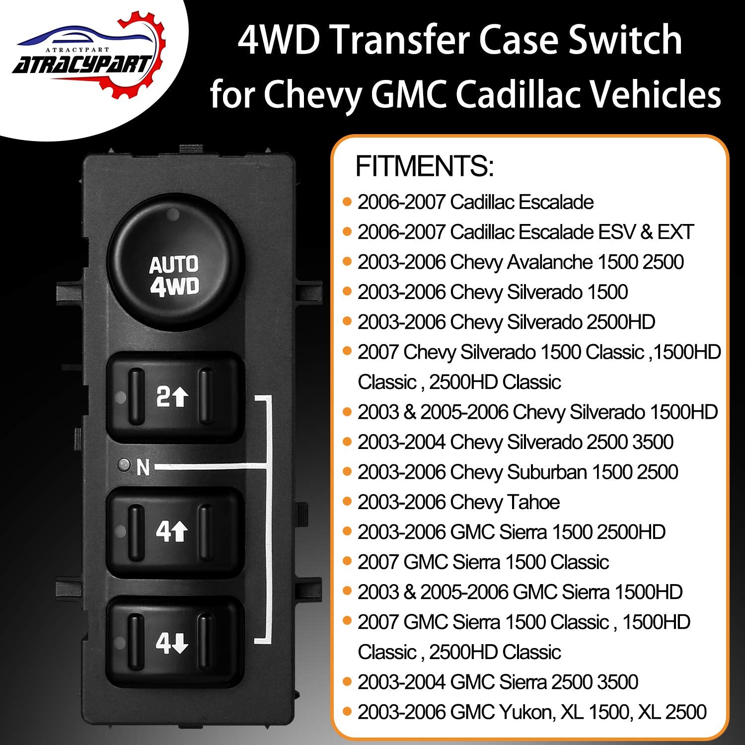 ATRACYPART 4WD switch LED indicators for night operation