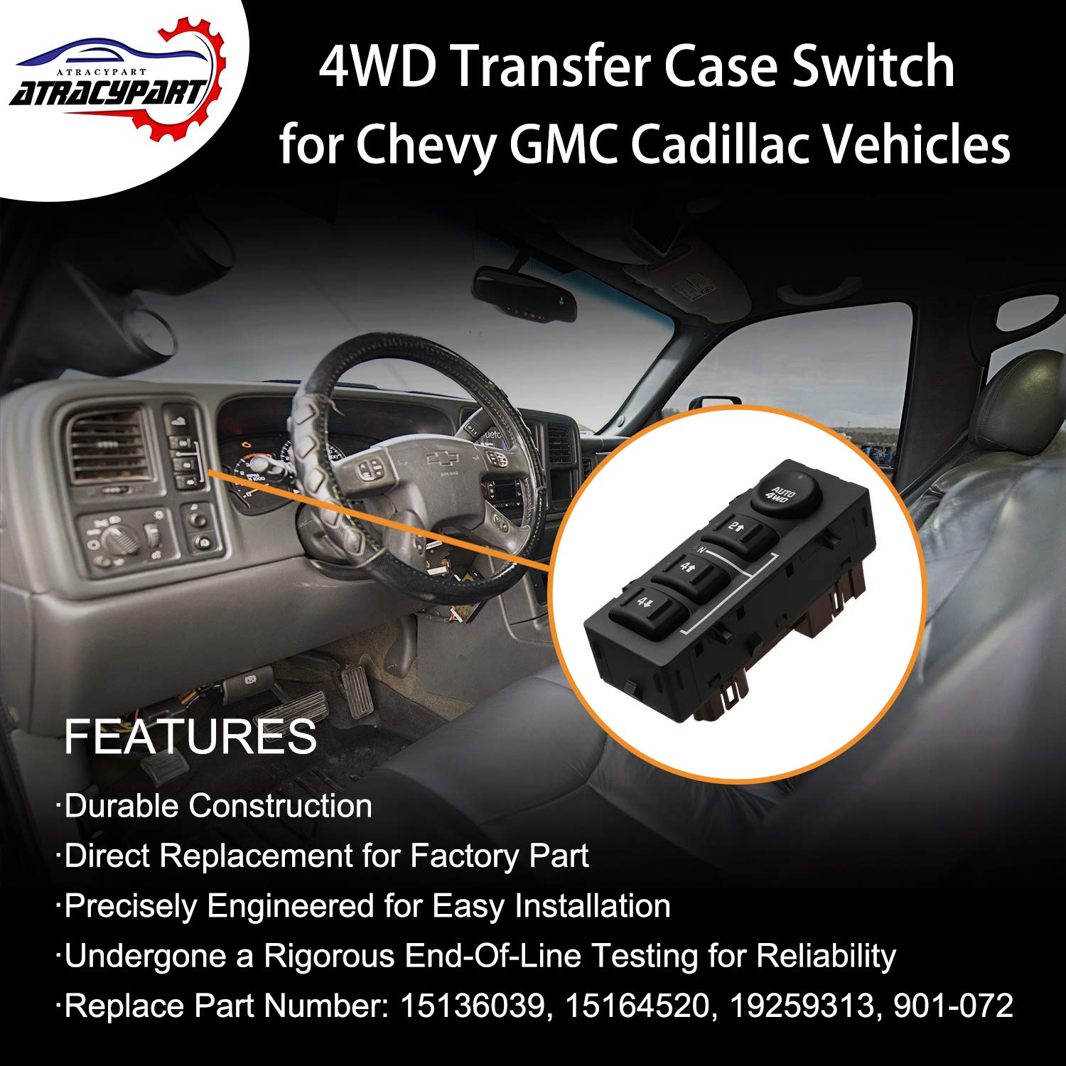 ATRACYPART 4WD switch side angle showing compact dashboard module