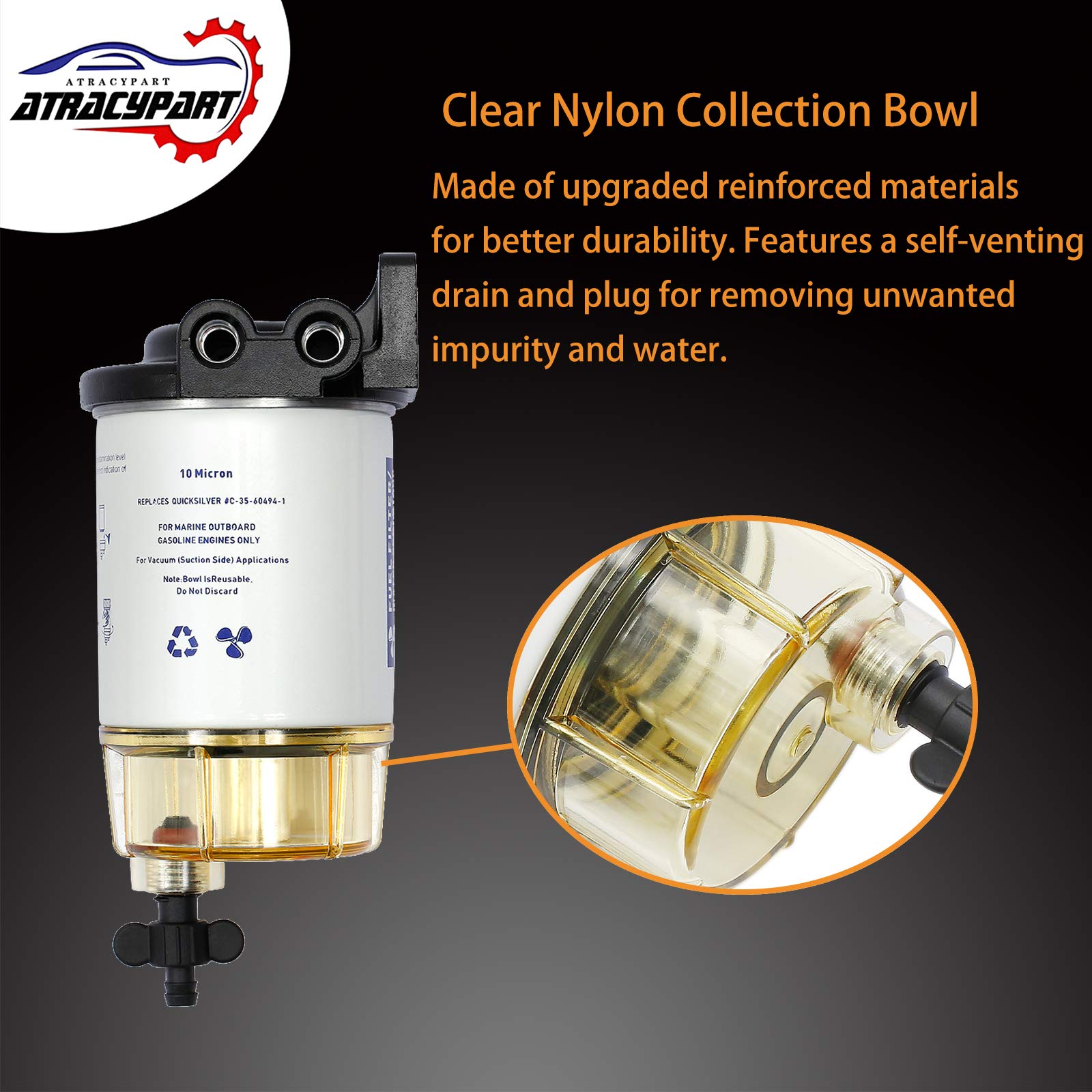 ATRACYPART brass fittings and PTFE tape for leak-free installation.