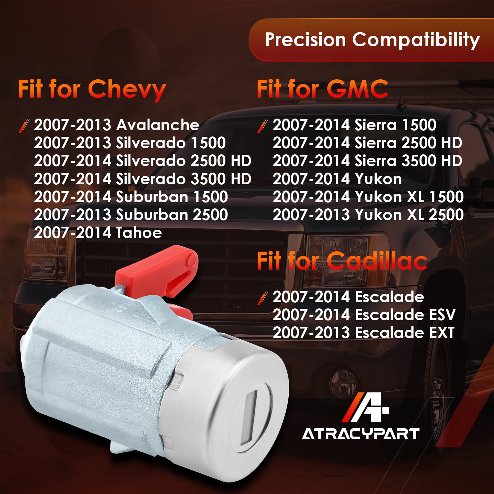 ATRACYPART compatibility guide showing GM fitment range