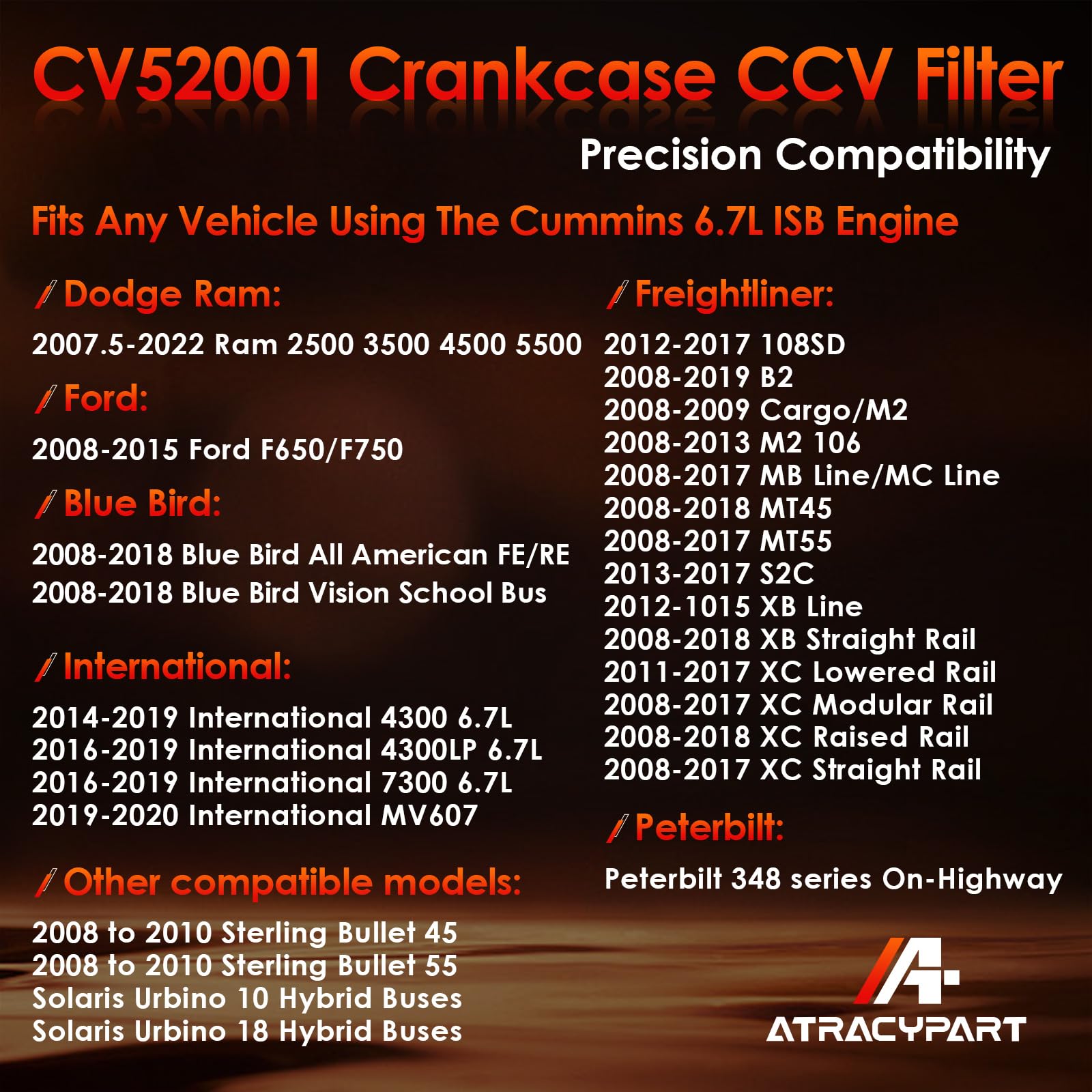 ATRACYPART CV52001 crankcase filter installed for direct-fit compatibility and easy replacement.