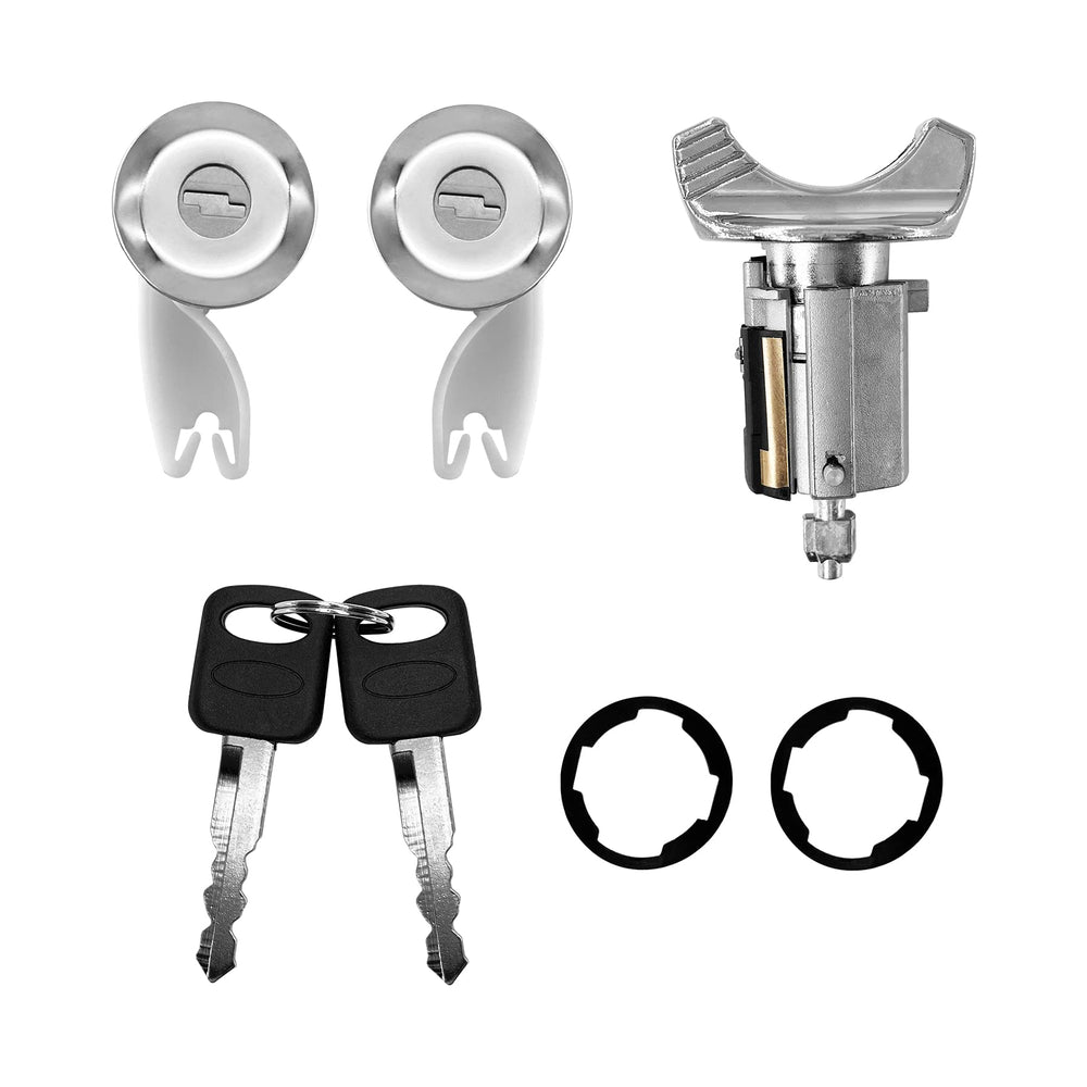 ATRACYPART door lock cylinders set with chrome finish for Ford, reliable replacement for worn locks.