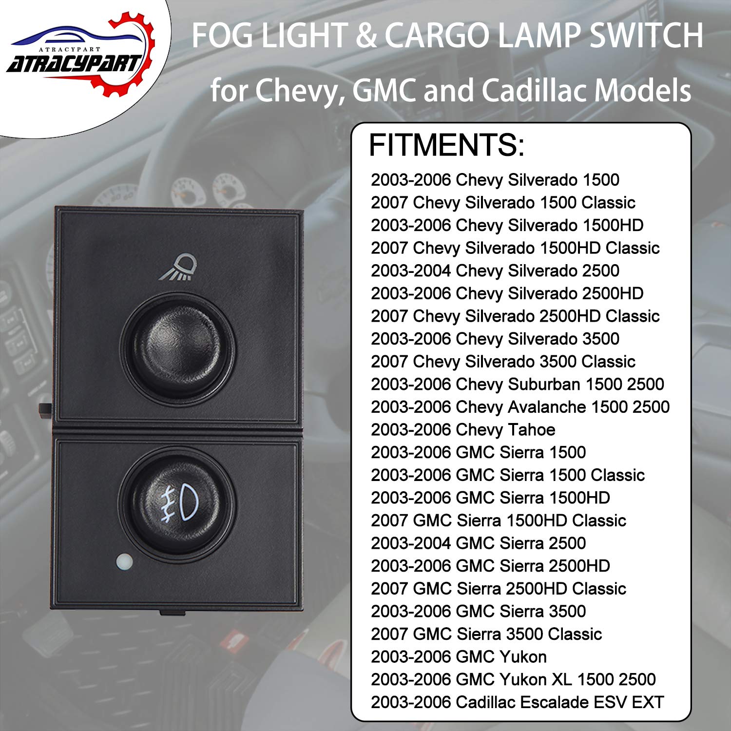 ATRACYPART fog switch rear connector ensures solid factory connection.