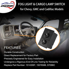 ATRACYPART fog switch side view demonstrates compact, direct-fit installation.