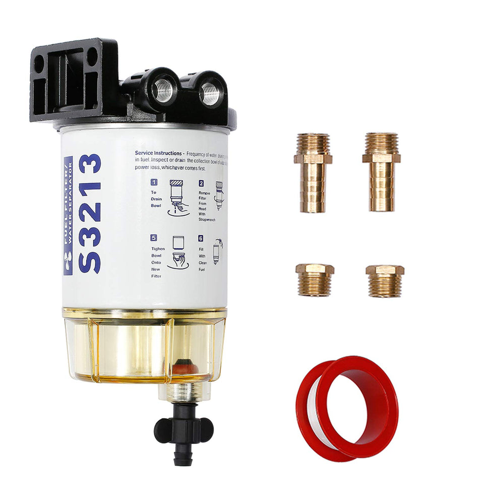 ATRACYPART fuel filter water separator for outboards with brass fittings promotes clean fuel delivery.