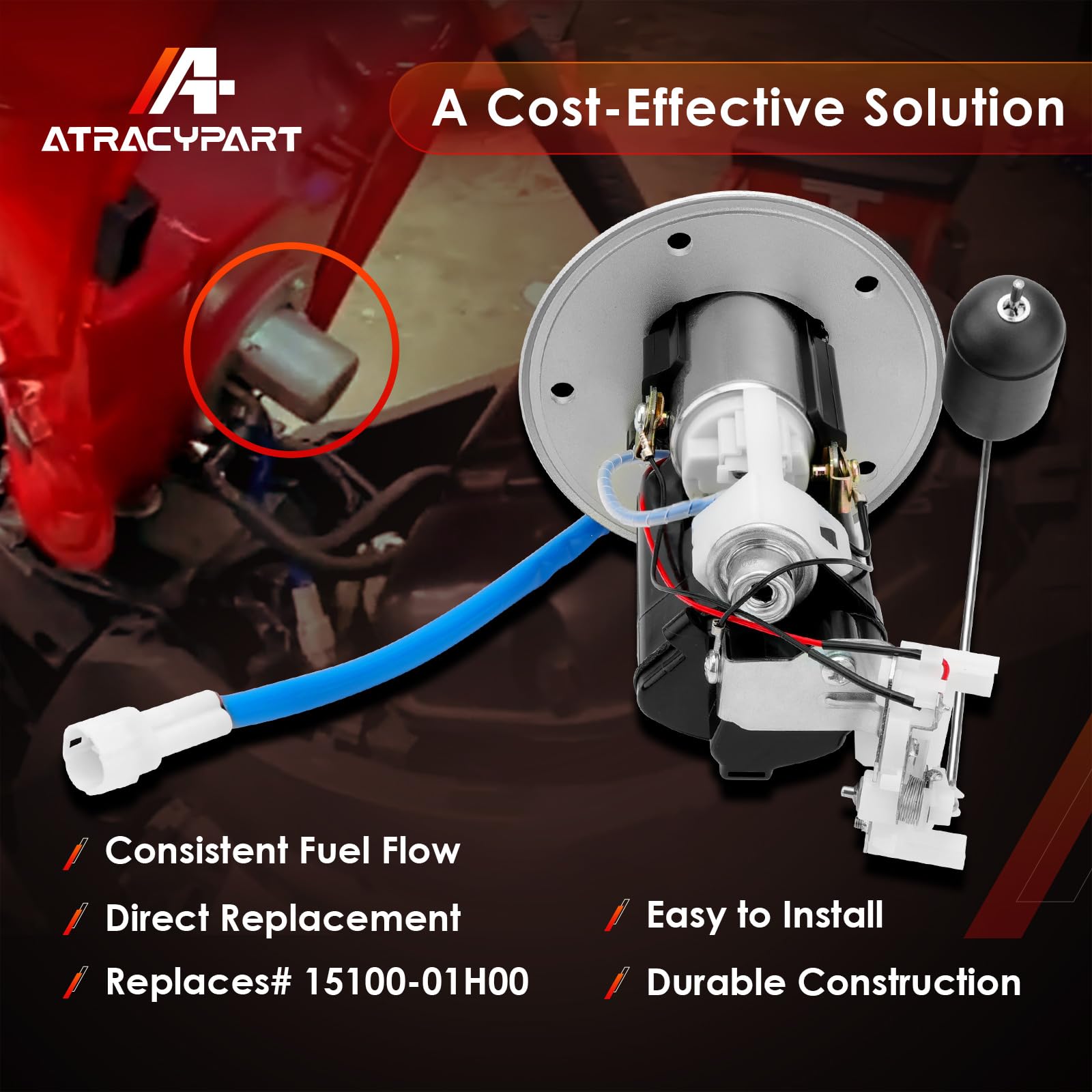ATRACYPART fuel pump 3pin sideview demonstrates compact, easy to install design for GSXR.