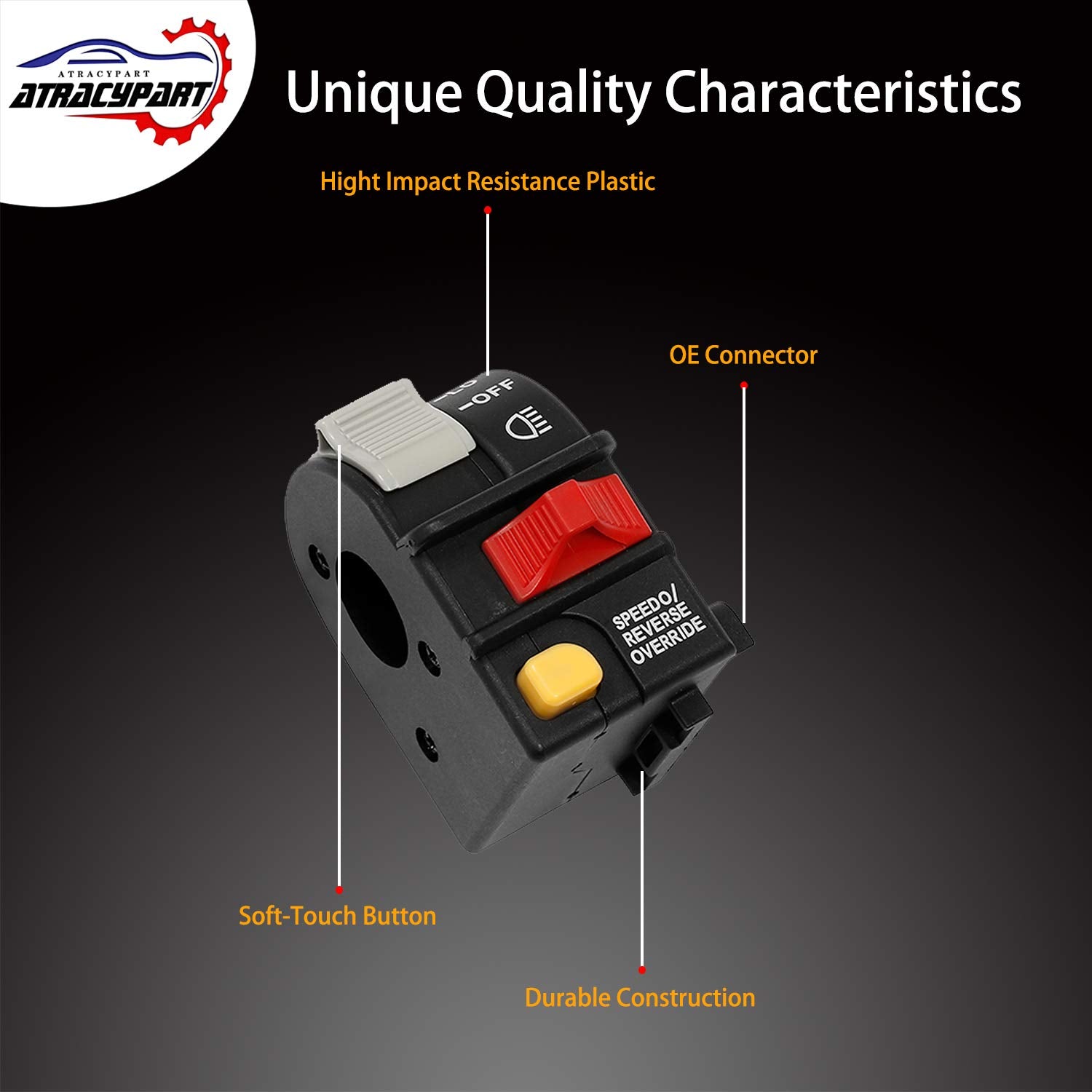 ATRACYPART handlebar headlight switch for Polaris Scrambler 500 4x4 improves visibility and control