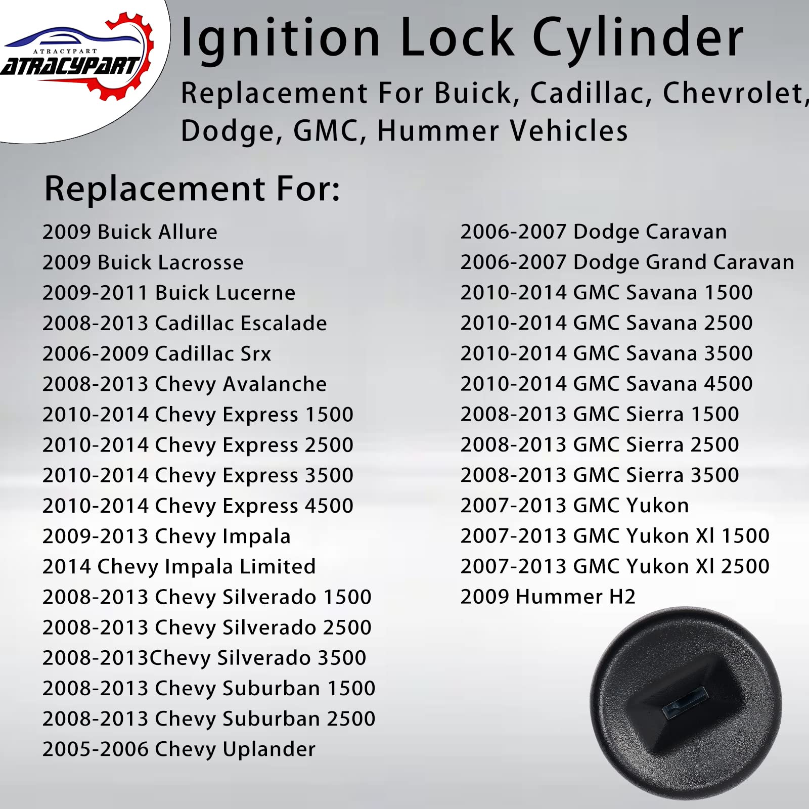 ATRACYPART ignition lock cylinder packaging image showing secure packaging and ready-to-install replacement.